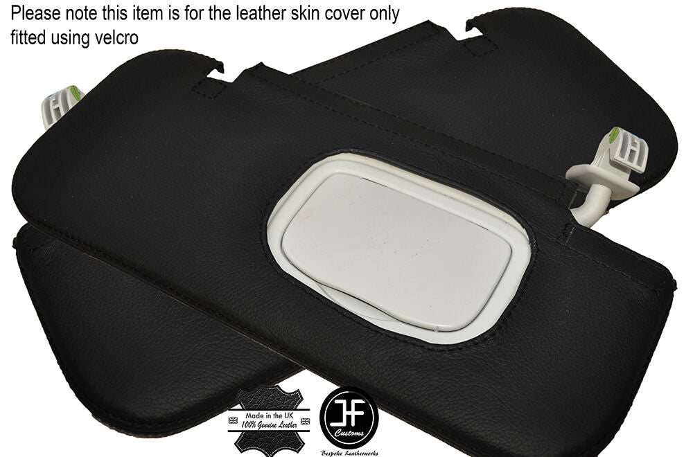 BLACK STITCHING 2X SUN VISORS LEATHER COVERS FITS FIAT 500X 500 X 2014-2017