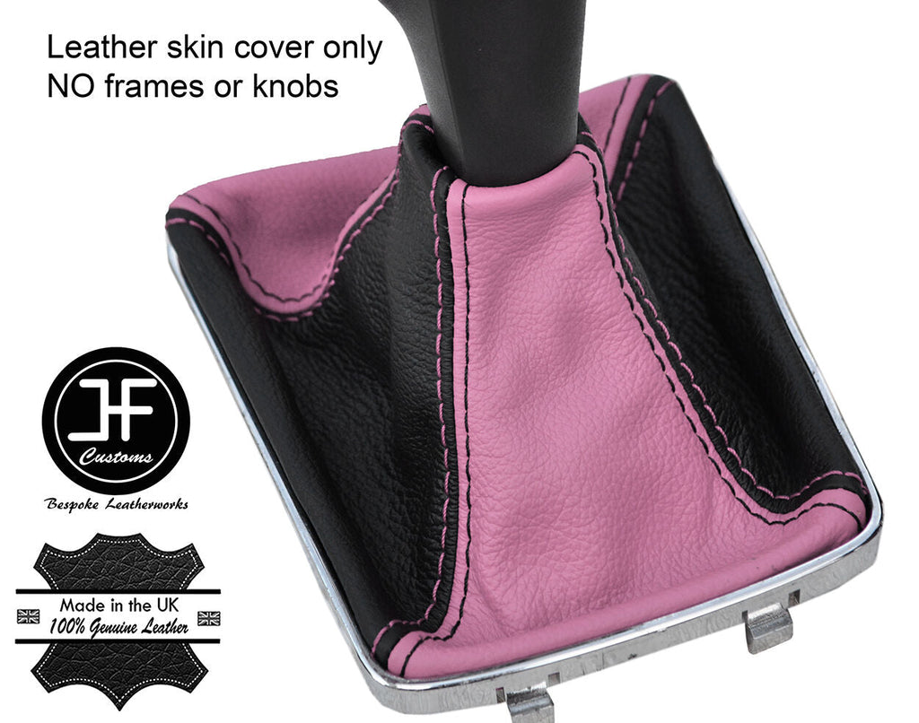 BLACK & PINK TOP GRAIN LEATHER GEAR GAITER FOR VAUXHALL OPEL ASTRA MK5 H 04-09