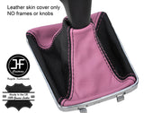 BLACK & PINK TOP GRAIN LEATHER GEAR GAITER FOR VAUXHALL OPEL ASTRA MK5 H 04-09