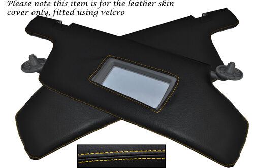 YELLOW  STITCH FITS FORD MONDEO MK2 1996-2000 2X SUN VISORS LEATHER SKIN COVERS