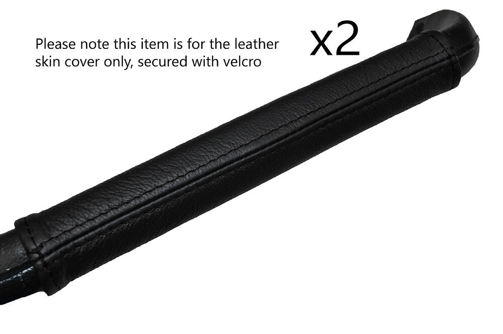 BLACK STITCHING DASH GRAB HANDLE LEATHER SKIN COVER FITS LANCIA FULVIA