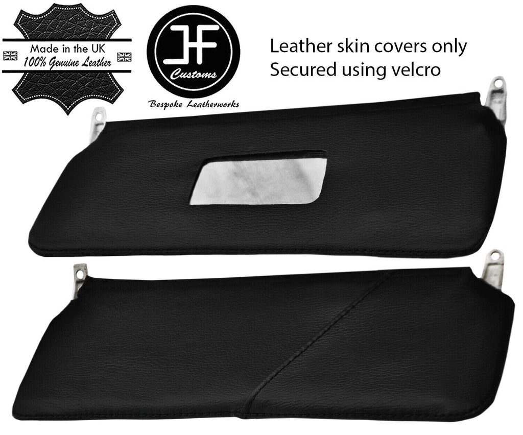 BLACK STITCHING 2X SUN VISORS LEATHER COVERS FITS ROVER MINI CLASSIC 1990-2000