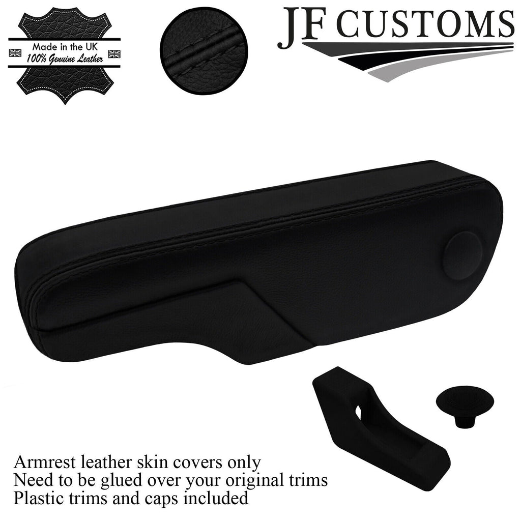 BLACK STITCH LEATHER 2X SEAT ARMREST COVERS+TRIMS FOR VW T4 TRANSPORTER 90-03