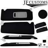 BLACK CROSS STITCH ITALIAN LEATHER 2X SUN VISOR COVERS FITS BMW F30 F31 11-18