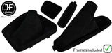BLACK STITCH SUEDE MANUAL GAITER SET + PLASTIC FRAME FOR BMW 3 SERIES E46 99-05