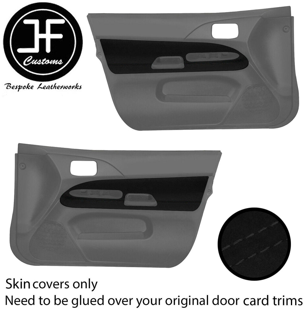 BLACK STITCH 2X FRONT  DOOR TRIM LUXE SUEDE COVERS FOR MITSUBISHI EVO 7 8 9 JF1