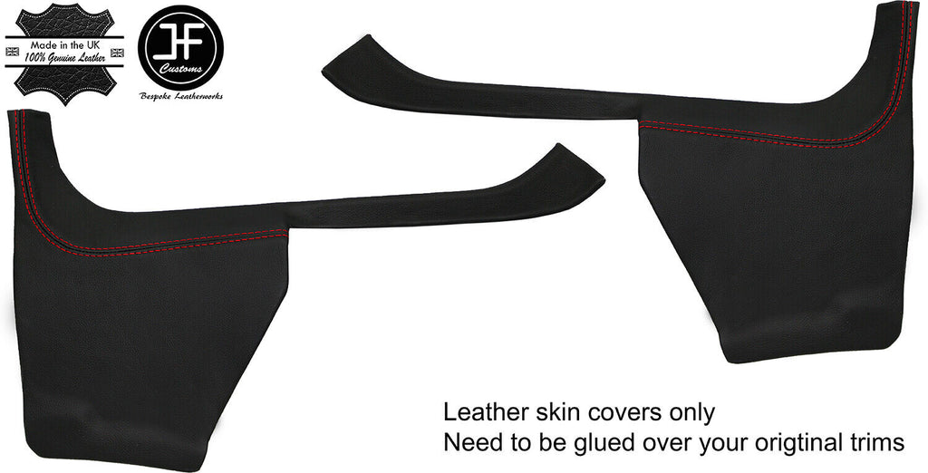 RED STITCH 2X LOWER SIDE KICK PANEL SILL LEATHER COVER FOR FORD MUSTANG 87-93