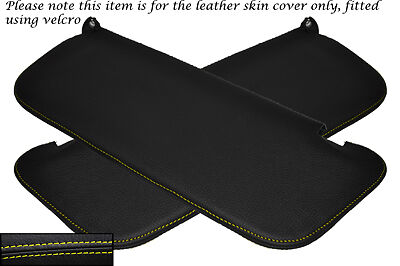YELLOW STITCHING FITS VAUXHALL OPEL NOVA 1982-1993 2X SUN VISORS LEATHER COVERS