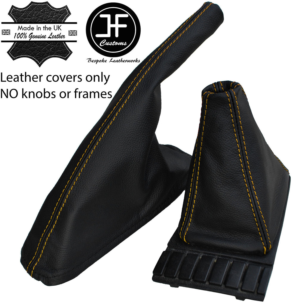 YELLOW STITCH TOP GRAIN LEATHER GEAR & HANDBRAKE GAITER FITS VW GOLF MK2 82-91
