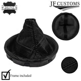 FOR VW T5 TRANSPORTER BLACK STITCH LEATHER UV PRINTED TARTAN GEAR + FRAME