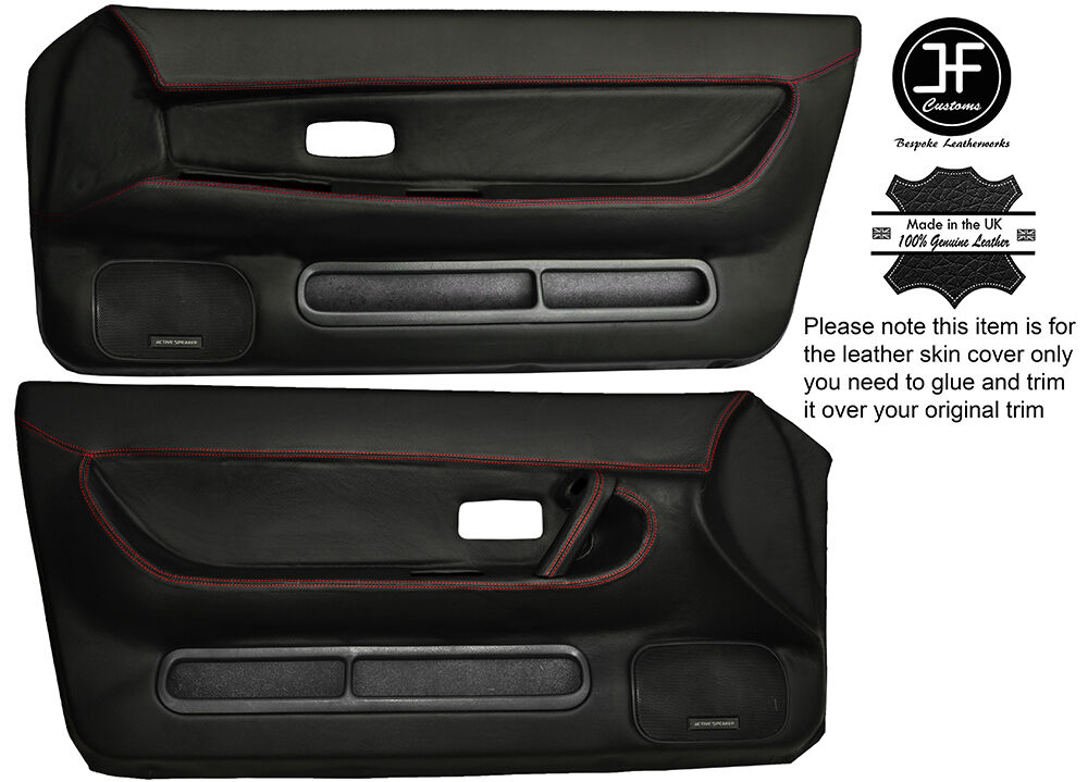 RED STICH 2X FRONT FULL DOOR CARD LEATHER COVER FOR SKYLINE R32 GTS GTR 89-94