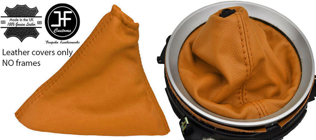 ORANGE REAL LEATHER MANUAL GEAR & HANDBRAKE GAITER FITS NISSAN 350Z 33Z 02-09