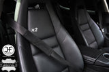 2X BLACK SUEDE BLACK LINE STITCHING LUXURY SHOULDER SEAT BELT PADDED PADS