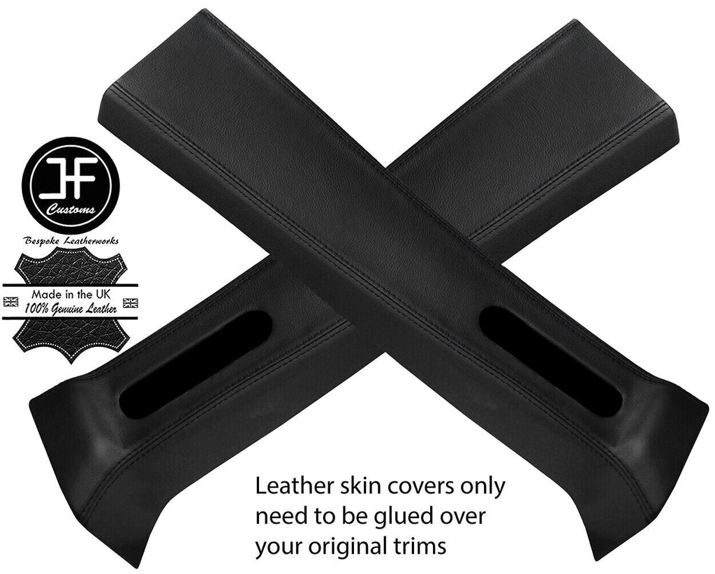BLACK & BLACK LEATHER 2X UPPER B PILLAR COVER FOR JEEP WRANGLER JK 11-17 4 DOOR