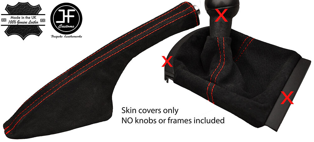 RED STITCH REAL SUEDE GEAR & HANDBRAKE GAITER FITS SEAT IBIZA CORDOBA 02-08