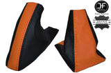 BLACK & ORANGE LEATHER GEAR STICK  & HANDBRAKE GAITER FOR MG MGF 1995-2000