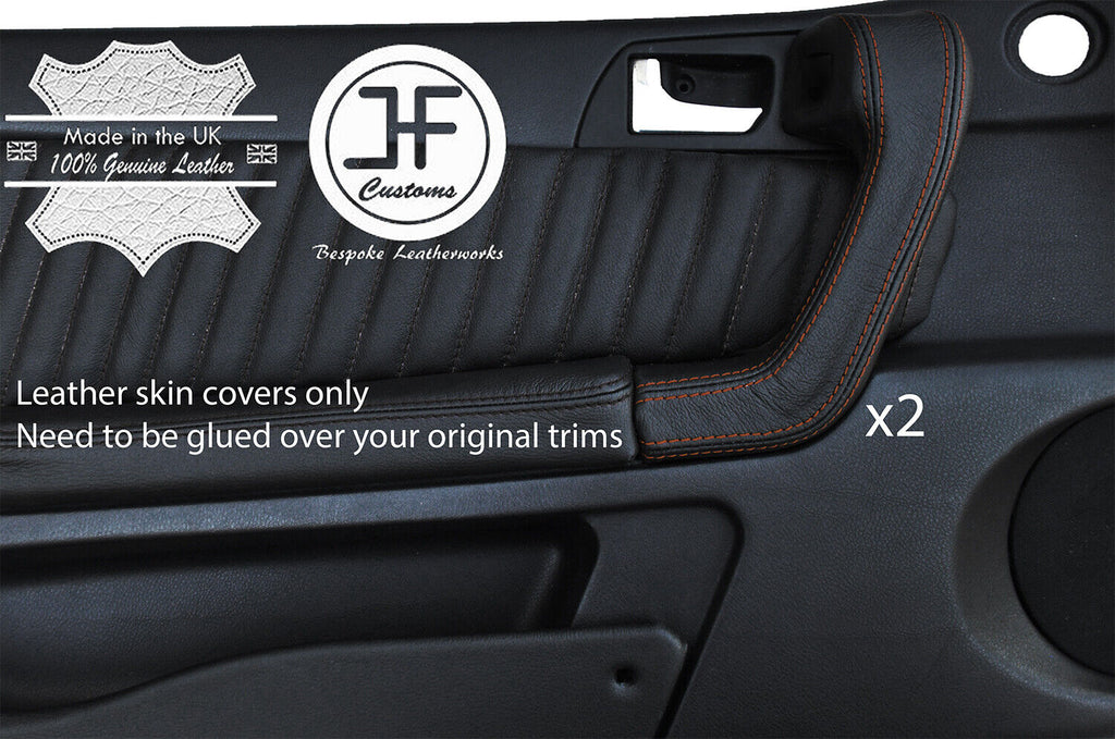 BROWN STITCH 2X FULL DOOR HANDLE TRIM LEATHER COVER FOR ALFA ROMEO GTV 916