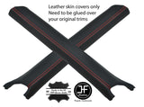 RED STITCH 2X A PILLAR REAL LEATHER COVERS FITS MERCEDES SL CLASS R129 89-02