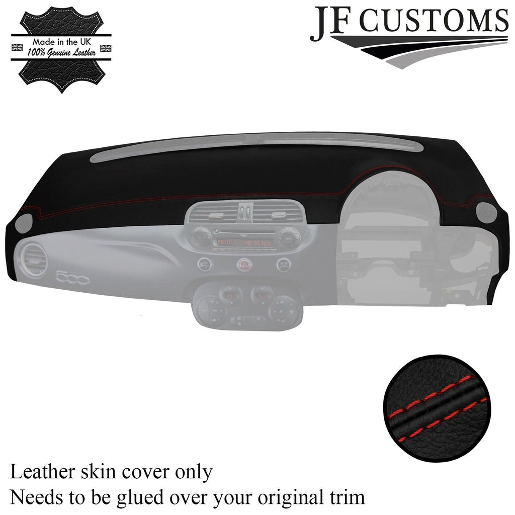 DARK RED STITCH LEATHER DASH DASHBOARD COVER FITS FIAT 500 ABARTH 07-16