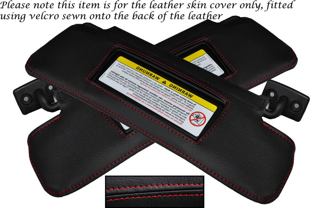 RED STITCHING 2X SUN VISORS LEATHER SKIN COVERS FITS MERCEDES SLK R171 04-11