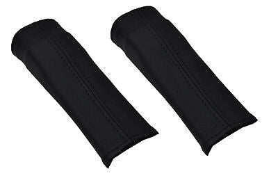 BLACK STITCH FITS JAGUAR S TYPE 99-07 2X FRONT SEAT BELT STALK LEATHER COVERS
