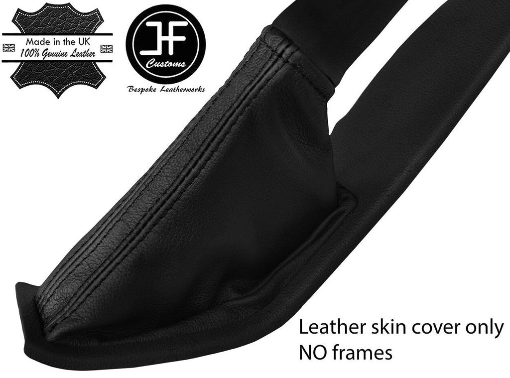 BLACK & BLACK STRIPE REAL LEATHER HANDBRAKE GAITER FITS FORD FOCUS 2014-2018