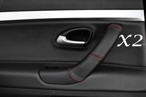 RED STITCHING FITS SAAB 9-3 2004-2011 2X LEATHER REAR DOOR HANDLE COVERS