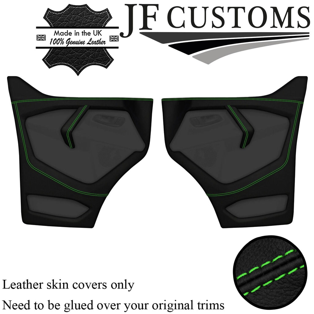 GREEN STITCH LEATHER 2X FRONT DOOR COVERS FOR FORD TRANSIT CUSTOM MK8 13-18