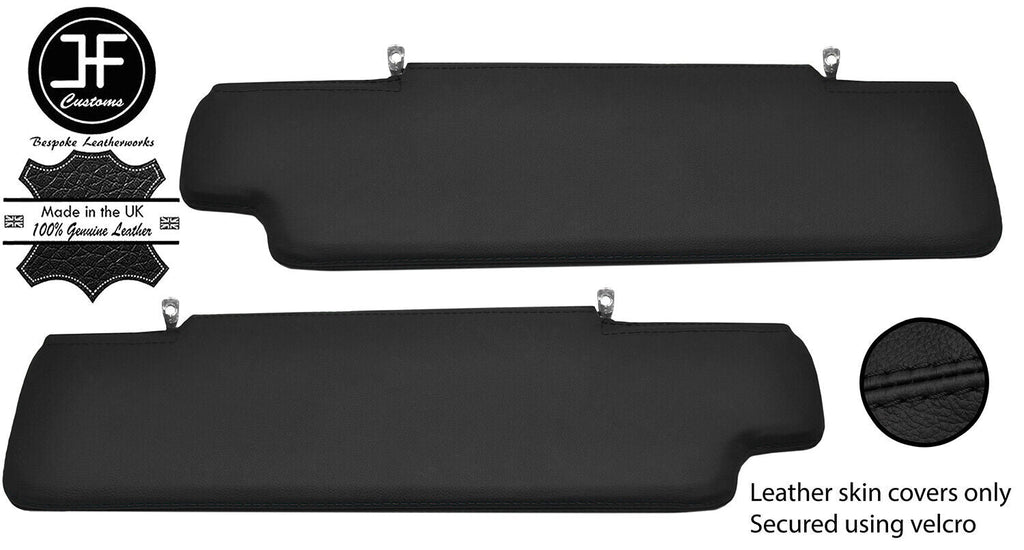BLACK STITCHING FITS LAND ROVER DEFENDER 2X SUN VISORS LEATHER COVERS ONLY