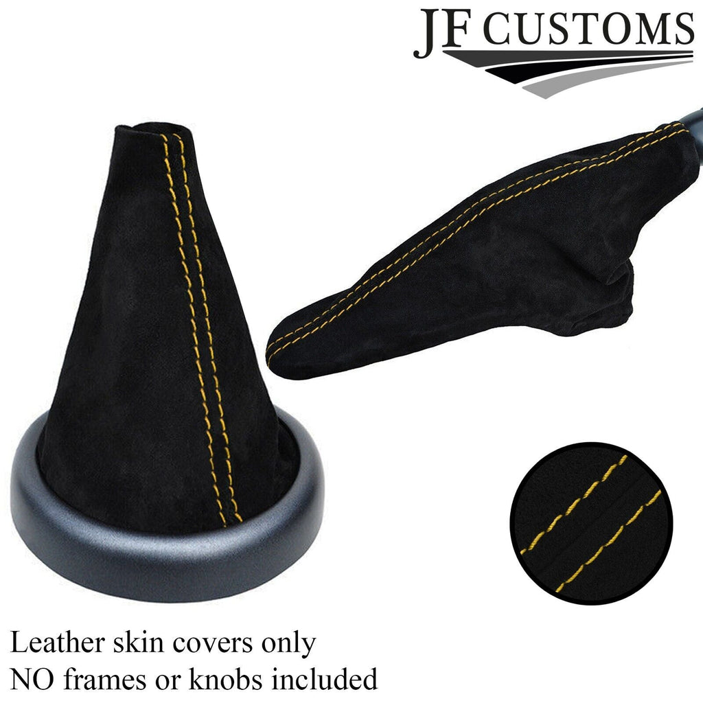 YELLOW STITCH SUEDE MANUAL GEAR & HANDBRAKE GAITER FOR BMW MINI R50 R52 01-06