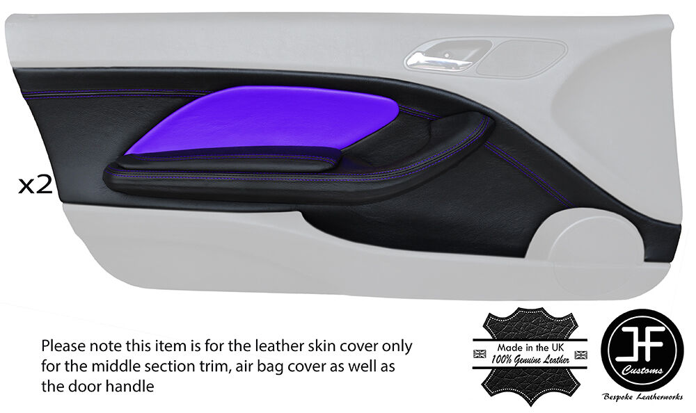 PURPLE STITCH 2X FRONT DOOR CARD TRIM LTHR COVERS FITS BMW E46 CONVERTIBLE COUPE