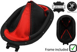 BLACK & RED LEATHER MANUAL GEAR GAITER+PLASTIC FRAME FOR JEEP WRANGLER 07-10