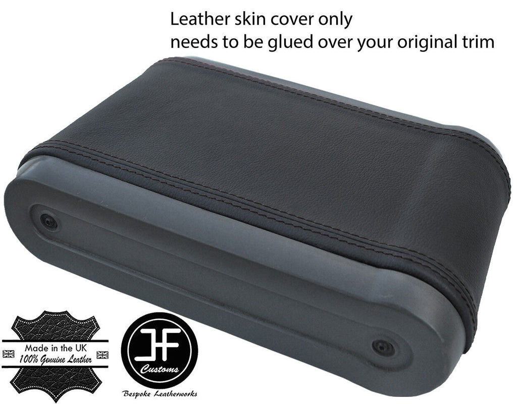 BLACK STITCHING ARMREST LID REAL LEATHER COVER FITS JEEP WRANGLER 2007-2010