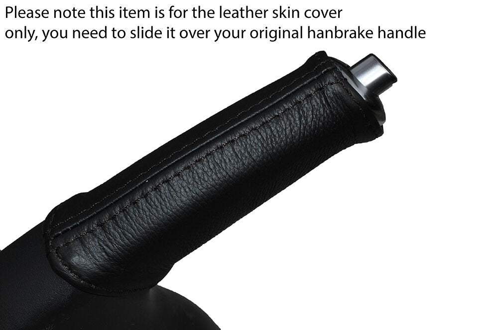 BLACK STITCH HANDBRAKE HANDLE LEATHER SKIN COVER FITS FORD FIESTA MK9 2013-2016