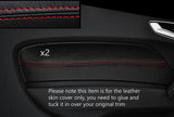 RED STITCHING 2X FRONT DOOR CARD TRIM LEATHER COVER FITS AUDI A1 10-15 3 DOOR