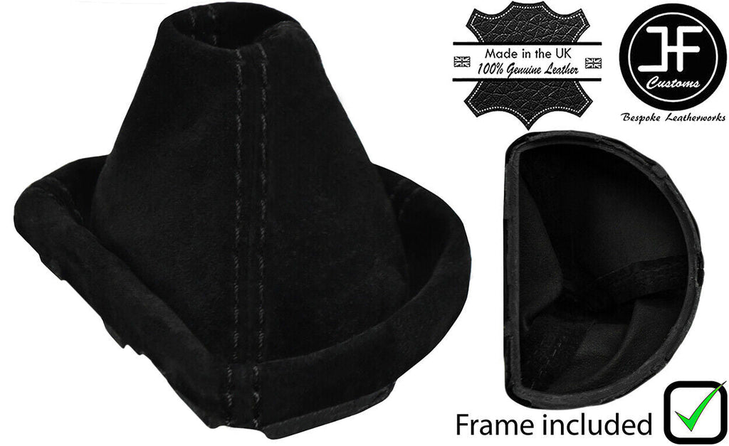 BLACK STITCH SUEDE AUTOMATIC GEAR GAITER+PLASTIC FRAME FOR AUDI TT MK2 06-14