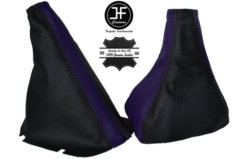 BLACK & PURPLE LEATHER GEAR & HANDBRAKE GAITERS FITS OPEL VAUXHALL CORSA C COMBO
