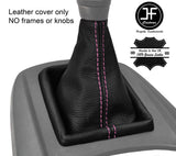PINK DOUBLE STITCH FITS FORD FIESTA MK7 2008-2013 GEAR STICK GAITER LEATHER
