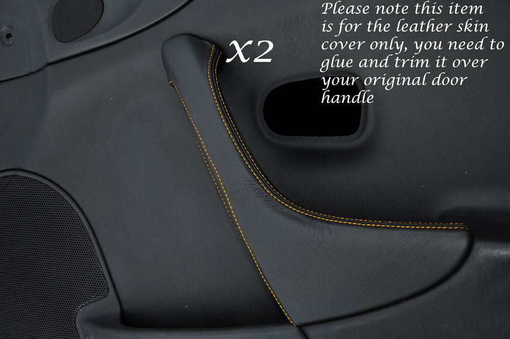 YELLOW STITCH 2X DOOR HANDLE TRIM LEATHER COVER FITS MAZDA MX5 MK2 MIATA 98-00