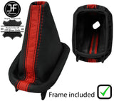 BLACK RED  STRIPE LEATHER GEAR GAITER+PLASTIC FRAME FITS SEAT TOLEDO 99-04