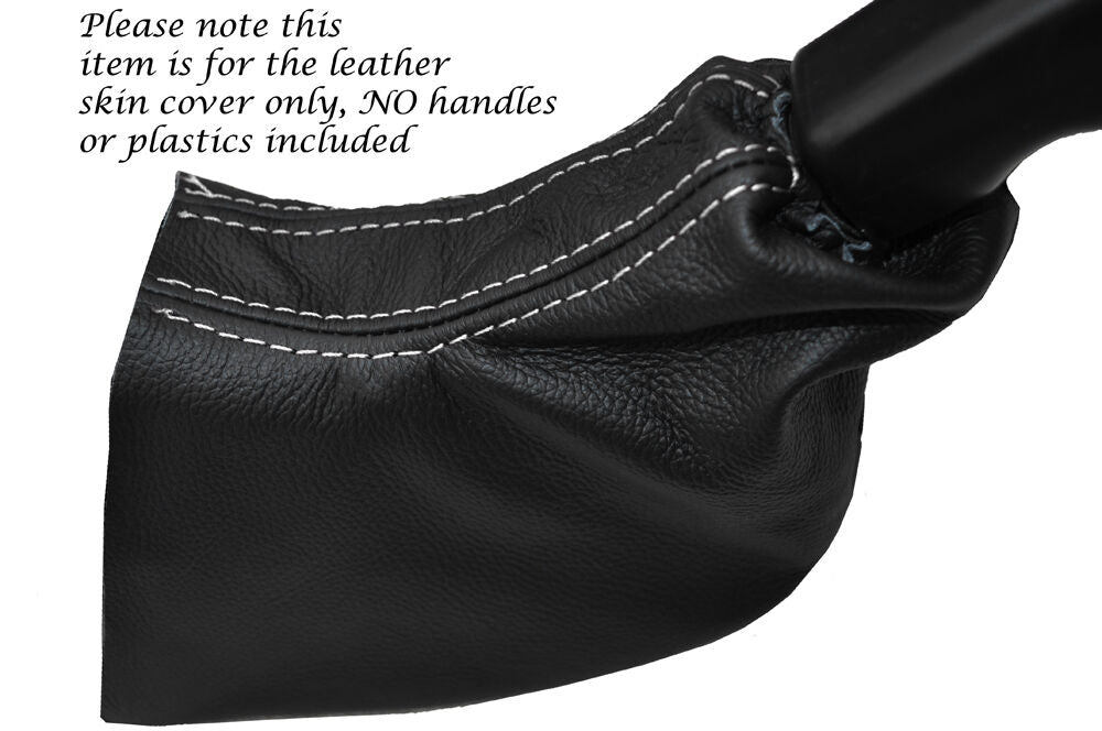 WHITE STITCH LEATHER HANDBRAKE GAITER FITS LAND ROVER DEFENDER 2007-2014