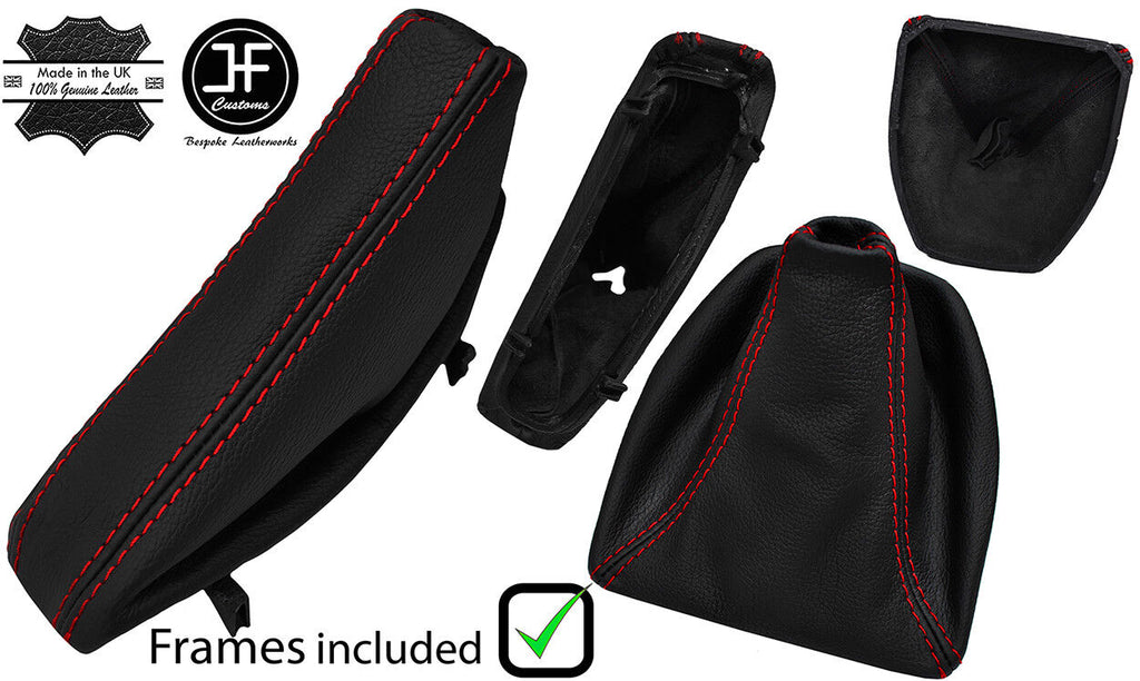 RED STITCH LEATHER GEAR+HANDBRAKE GAITER+PLASTIC FRAME FOR BMW E60 E61 03-11