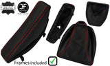 RED STITCH LEATHER GEAR+HANDBRAKE GAITER+PLASTIC FRAME FOR BMW E60 E61 03-11