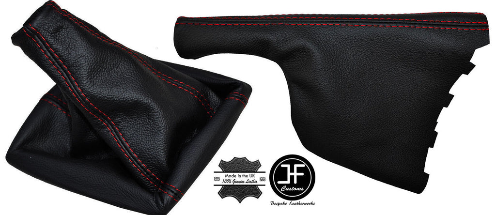RED STITCHING LEATHER GEAR & HANDBRAKE GAITERS FITS SAAB 95 9-5 1997-2010