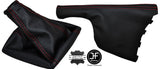 RED STITCHING LEATHER GEAR & HANDBRAKE GAITERS FITS SAAB 95 9-5 1997-2010