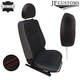 RED STITCH 2X HEADREST LEATHER COVERS FITS LAND ROVER DEFENDER 07-14 CUSTOM NEW