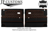 ORANGE STITCH LUXE-LEATHER 2X FRONT DOOR CARD COVERS FOR DEFENDER 90 110 STYLE 3