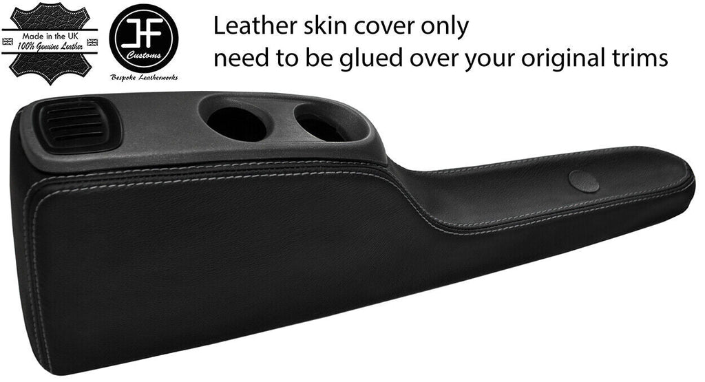 GREY STITCH CONSOLE TUNNEL TOP GRAIN LEATHER COVER FOR SMART FORTWO 451 07-14