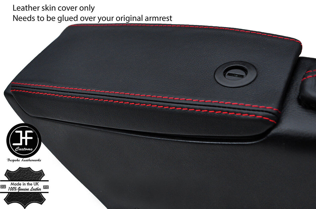 RED STITCHING REAL LEATHER ARMREST LID COVER FITS FIAT BARCHETTA 1995-2005