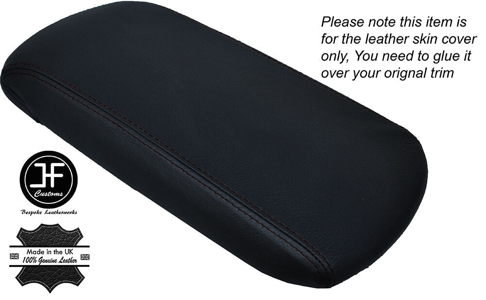 BLACK STITCHING LEATHER ARMREST LID SKIN COVER FITS CHRYSLER 200 2011-2014